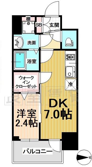 エステムコート名古屋新栄IIアリーナ(1DK/12階)の間取り写真