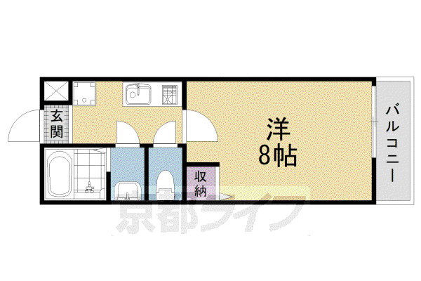 ワングレース西大路(1K/3階)の間取り写真