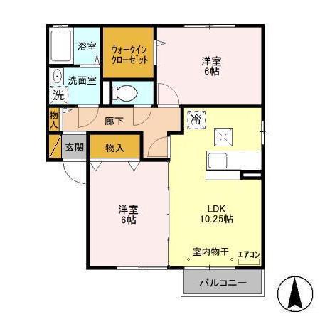 クレストパークA棟(2LDK/1階)の間取り写真