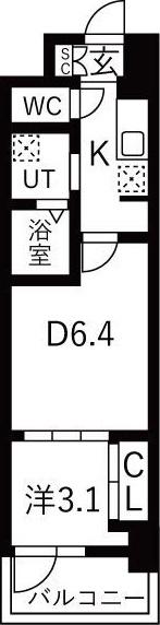 メイクス大阪鶴見(1DK/10階)の間取り写真