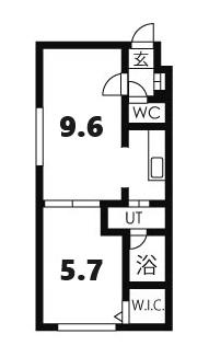 ブランノワール厚別南(1LDK/2階)の間取り写真