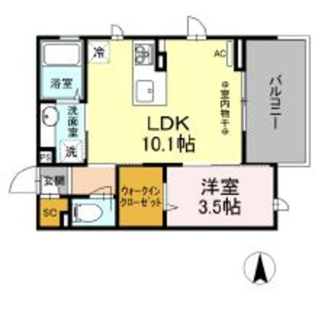 ファインカシワ(1LDK/2階)の間取り写真