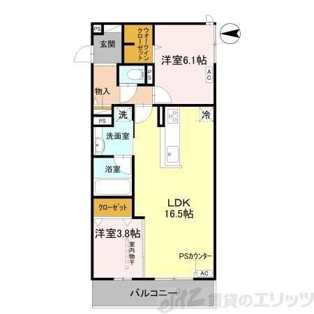 TORISIA千里丘I(2LDK/2階)の間取り写真