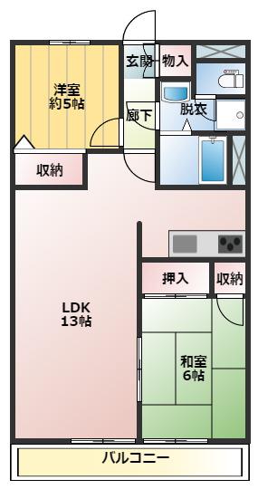 笹コーポ戸田(2LDK/3階)の間取り写真