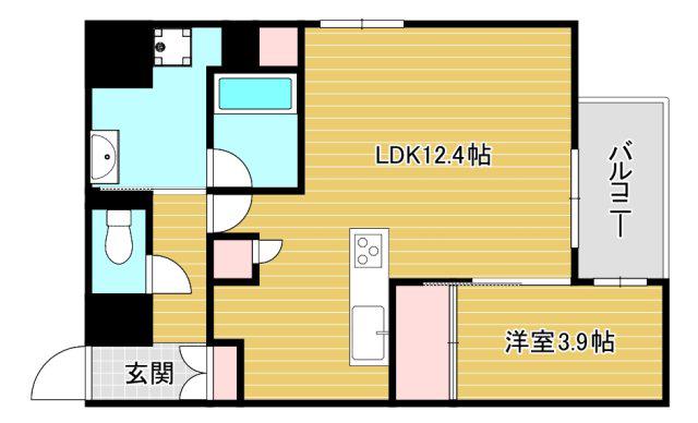 DIMORA靭公園(1LDK/7階)の間取り写真