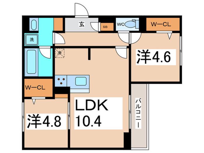 アーバン デライト桜川(2LDK/3階)の間取り写真
