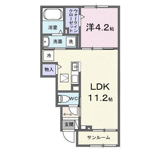 インステリア(1LDK/1階)の間取り写真