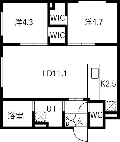 MUT月寒西(2LDK/3階)の間取り写真