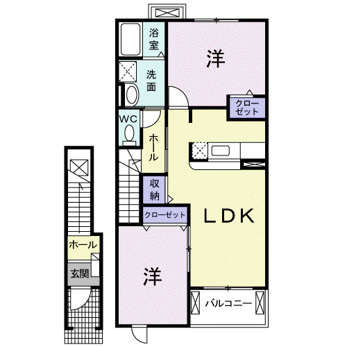 植松グラコ一トC(2LDK/2階)の間取り写真