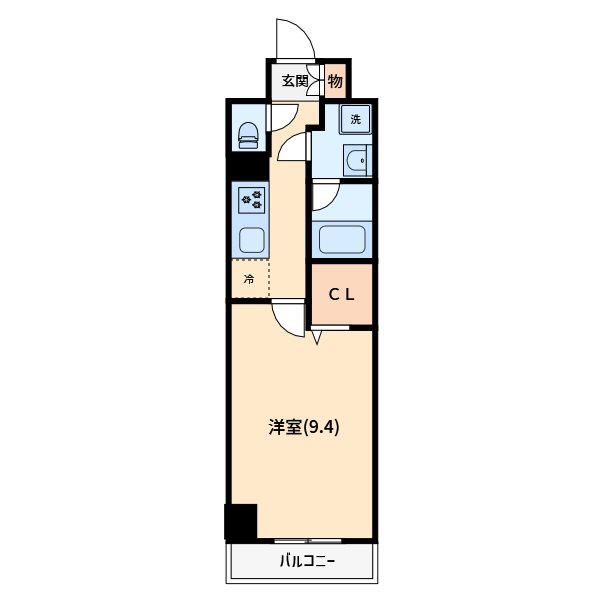 ROOTS 新都心(1K/2階)の間取り写真