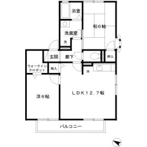 ルミエールK 101(2LDK/1階)の間取り写真