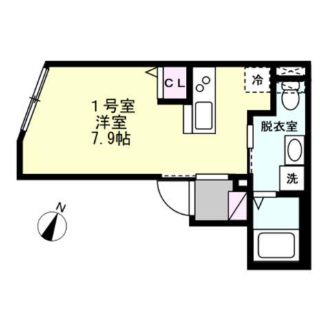 ベイルーム白楽(ワンルーム/3階)の間取り写真