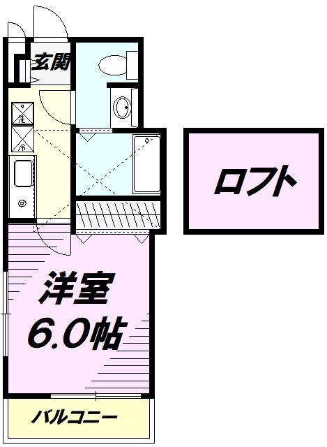プラウランド京王堀之内(1K/2階)の間取り写真