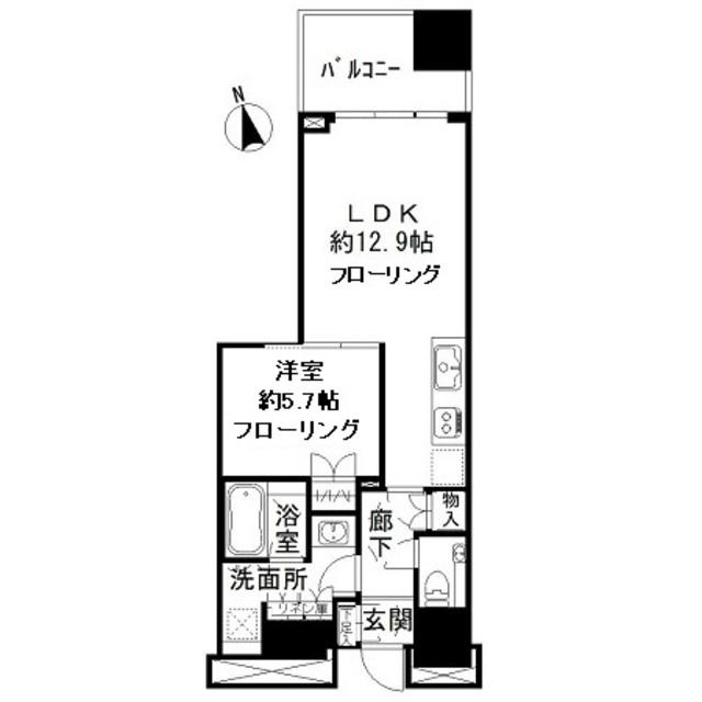TOMIHISA CROSS コンフォートタワー(1LDK/5階)の間取り写真
