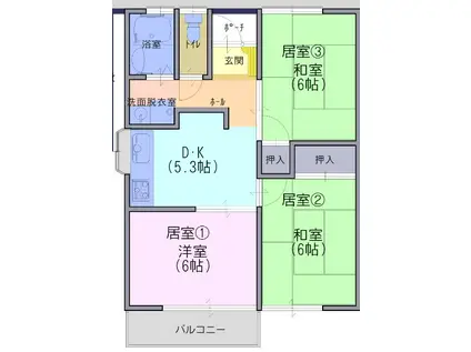 コーポ水口(3DK/1階)の間取り写真