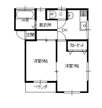 コーポ里住(2DK/2階)の間取り写真