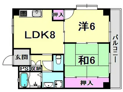 ハイム下村(2LDK/2階)の間取り写真