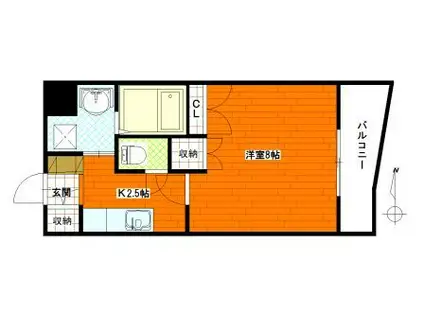 ドルチェ五日市中央(1K/1階)の間取り写真