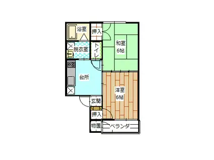 サンハイツ(2DK/2階)の間取り写真