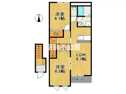 エレガントプレサス(2DK/2階)の間取り写真