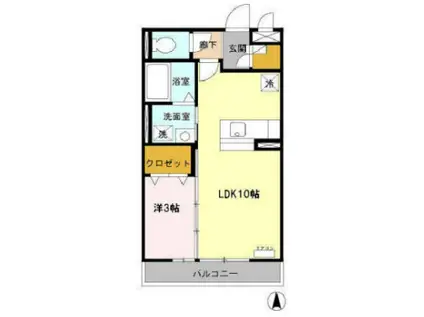 リビングタウン戸水(1LDK/2階)の間取り写真