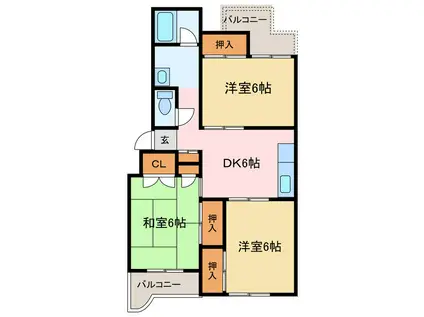 神野マンション(3DK/4階)の間取り写真