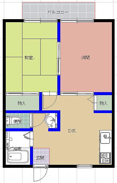 橋川ハイツ(2DK/2階)の間取り写真
