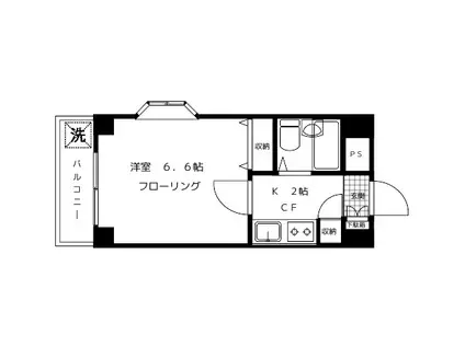 京急本線 平和島駅 徒歩2分 3階建 築37年(1K/3階)の間取り写真