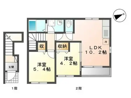 フォレスト・ヒルズ(2LDK/2階)の間取り写真