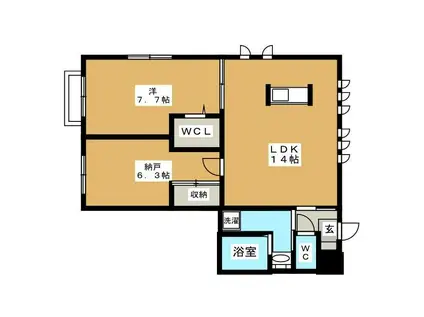 シャルムドミールB(2LDK/2階)の間取り写真