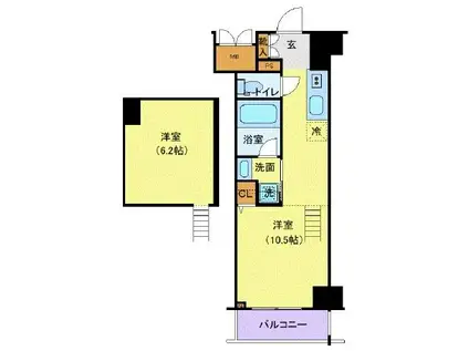 ロイジェントパークス千葉中央(1K/15階)の間取り写真