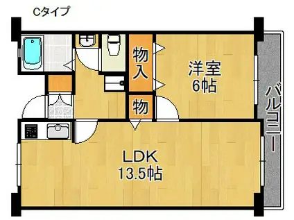 佐野湊団地(1LDK/6階)の間取り写真