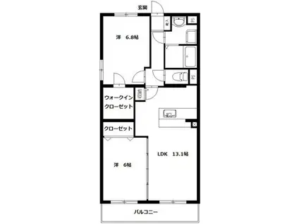 フィオーレ(2LDK/4階)の間取り写真