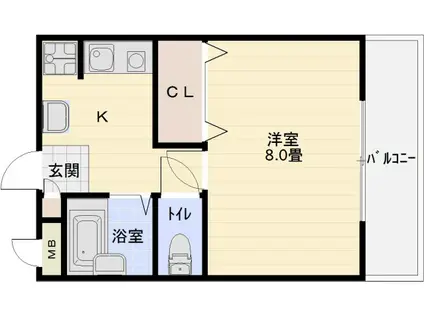 マービーハウス3(1K/2階)の間取り写真