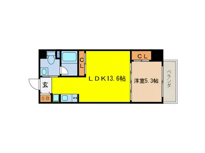 URESIDENCETENMABASHI(1LDK/11階)の間取り写真