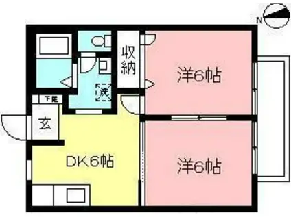 中野島ハウスII(2DK/2階)の間取り写真