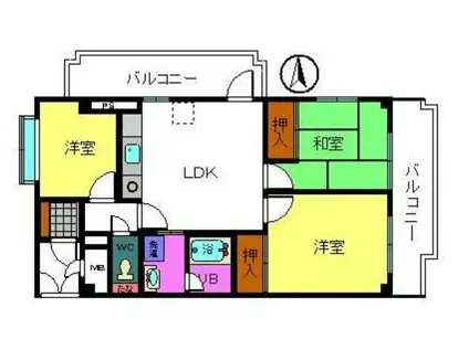 ライオンズマンション泉南樽井第2(3LDK/4階)の間取り写真