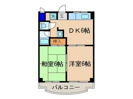 寺田ガーデンハイツ3番館(2DK/2階)の間取り写真