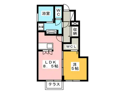セジュール東矢田(1LDK/1階)の間取り写真