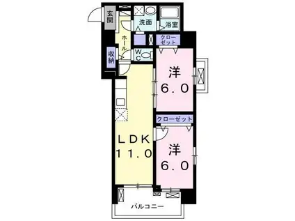 メゾンド・ボナー扇 弐番館(2LDK/4階)の間取り写真