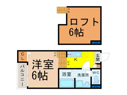 プライム下坂(1K/1階)の間取り写真