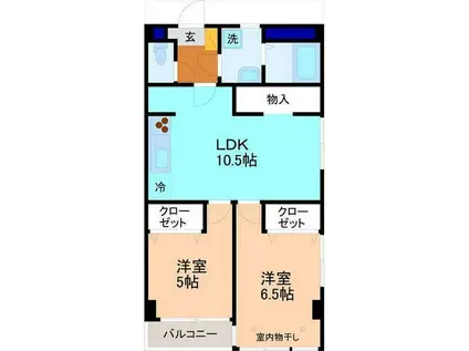 ZOPA玉鉾(2LDK/5階)の間取り写真