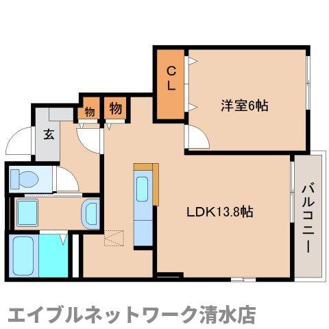 アンジュ パレス(1LDK/1階)の間取り写真