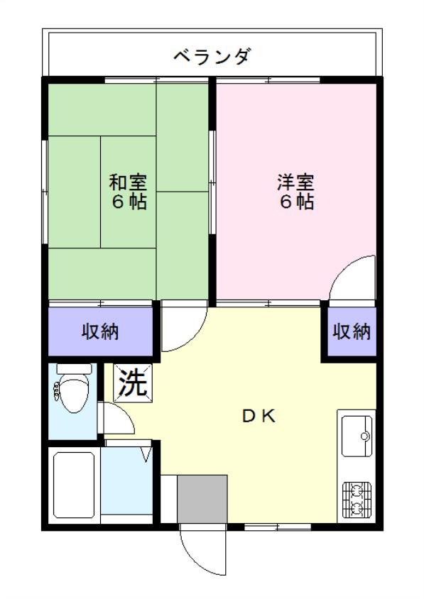 ラークタカ共和A(2DK/2階)の間取り写真