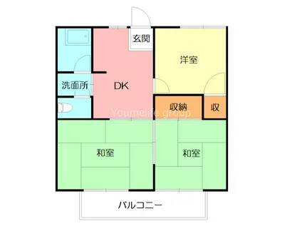 コーポ浜田(3DK/2階)の間取り写真