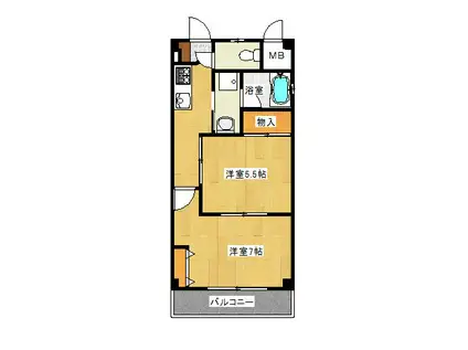 シャイニングヒル(2K/3階)の間取り写真