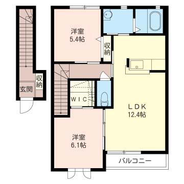 フロースケラシーA(2LDK/2階)の間取り写真