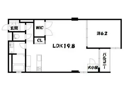 ヴィラスタジオーネ御所南(1LDK/4階)の間取り写真