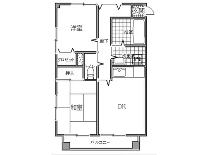 D.C.HILLS(2DK/2階)の間取り写真