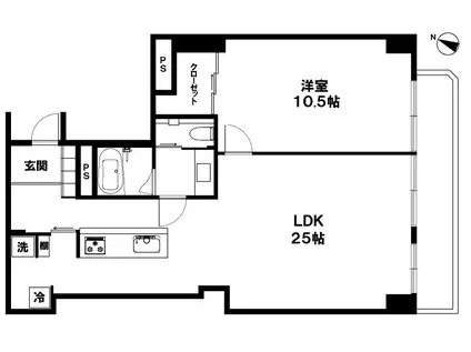 白金台ハウス(1LDK/8階)の間取り写真